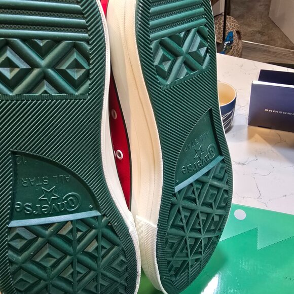 Converse Chuck 70 Hi Christmas 'Gingerbread & Knit Sock' Red A12454C MENS SZ 12 - Picture 9 of 16